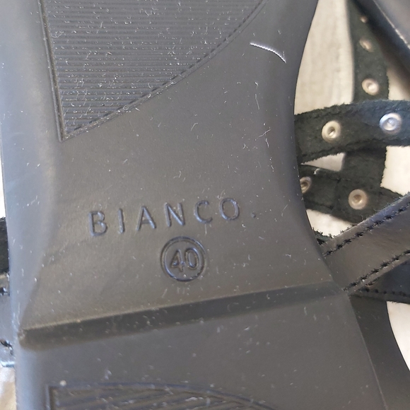 Bianco leather thong sandals black studded flats y2k - Picture 8 of 14